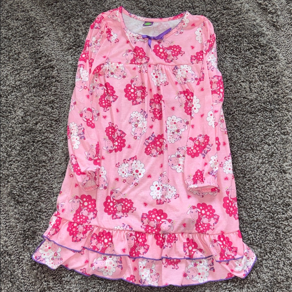 Dollie & Me size 12 Pink Floral Dress sheep theme very cute, like new shape EUC